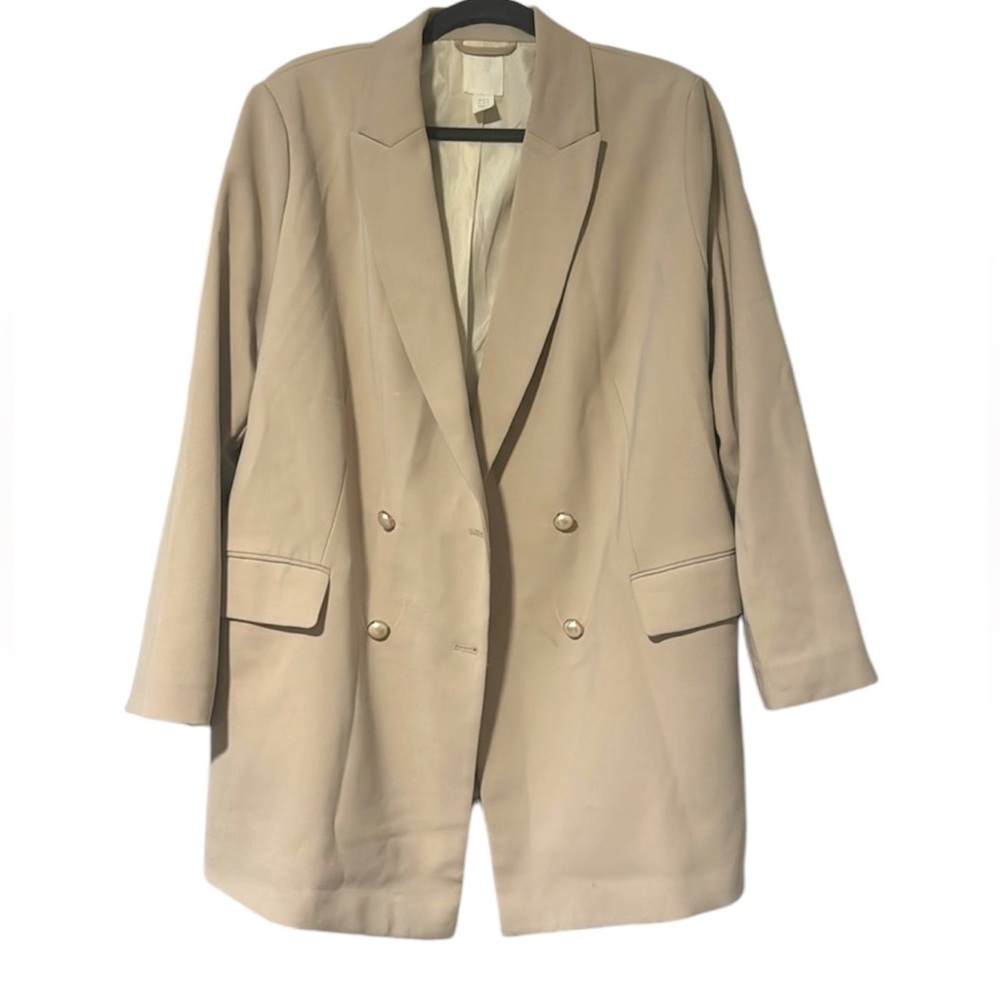 H&M Double Breasted Oversized Cream Blazer Jacket